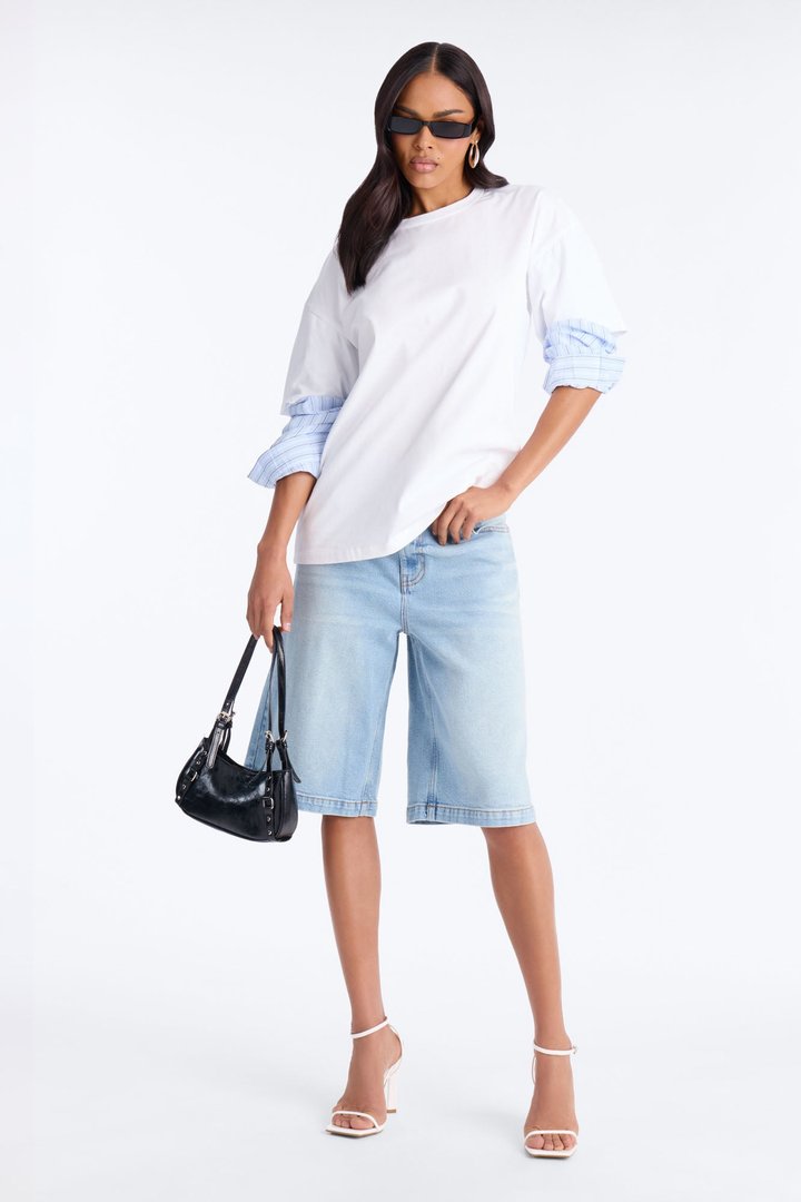 In His Tee Layered Long Sleeve T-Shirt - White/combo
