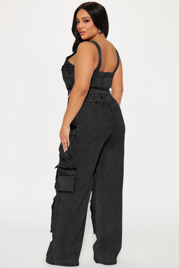 Losing Time Cargo Pant Set - Black
