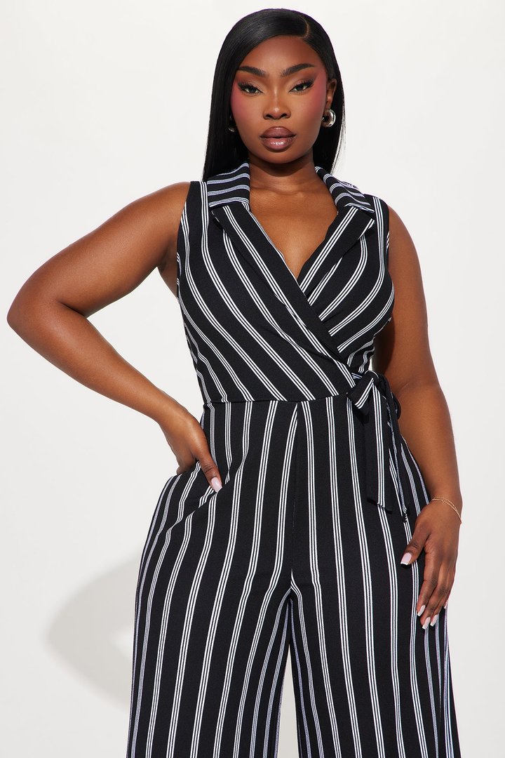 Leana Pinstripe Jumpsuit - Black/combo