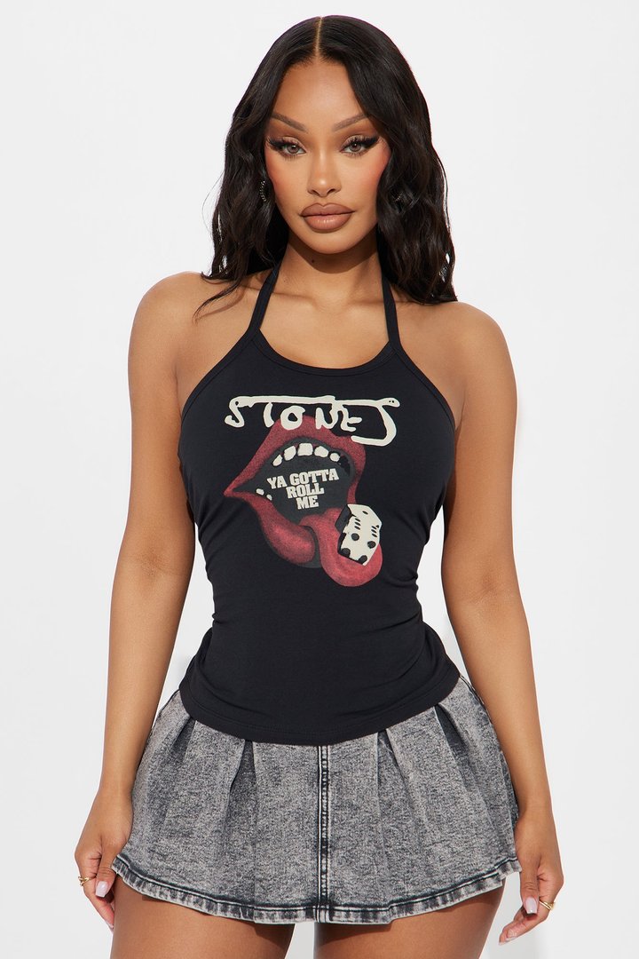 Rolling Stones Dices Halter Top - Black
