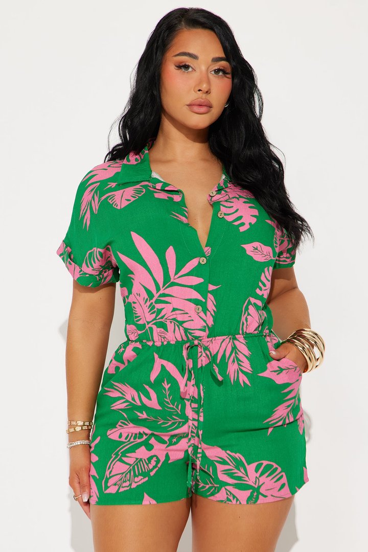 Playa Tulum Romper - Green/combo