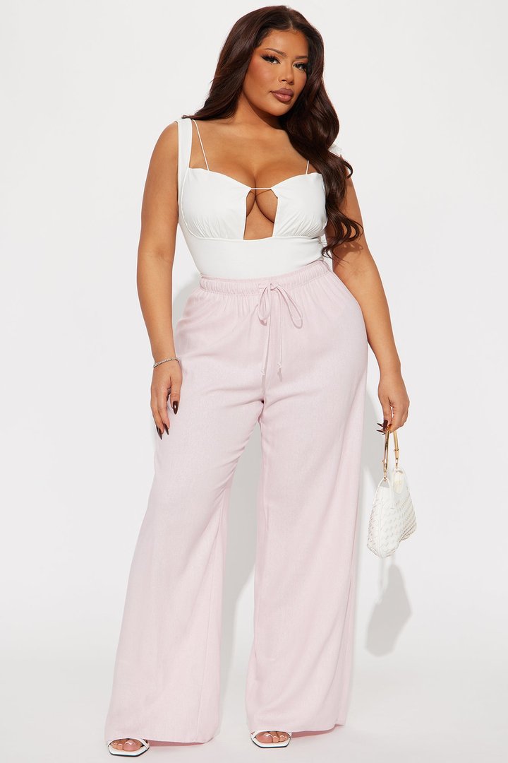 Mila Linen Wide Leg Pant - Pink