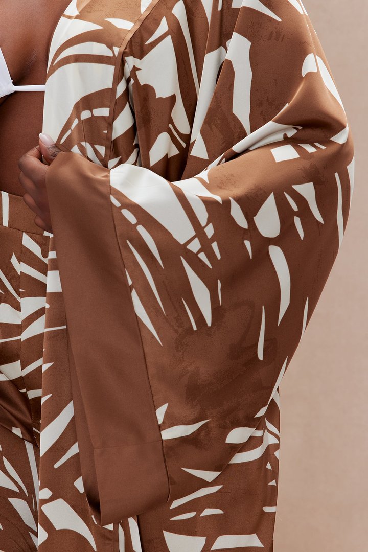 Silvina Satin Kimono - Brown/combo