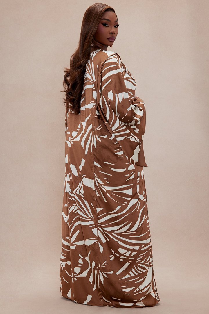 Silvina Satin Kimono - Brown/combo