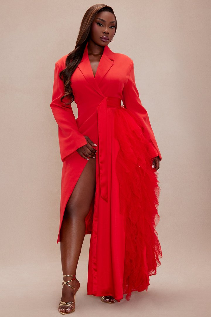 Katie Tulle Blazer - Red