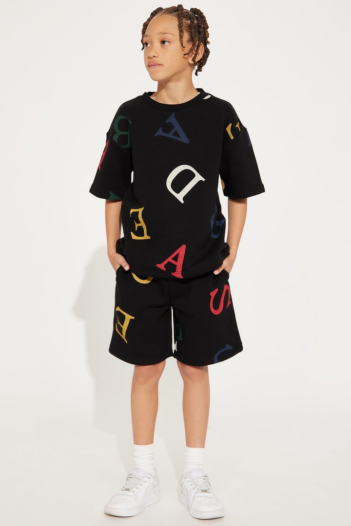 Mini Tyson Letters Relaxed Shorts - Black