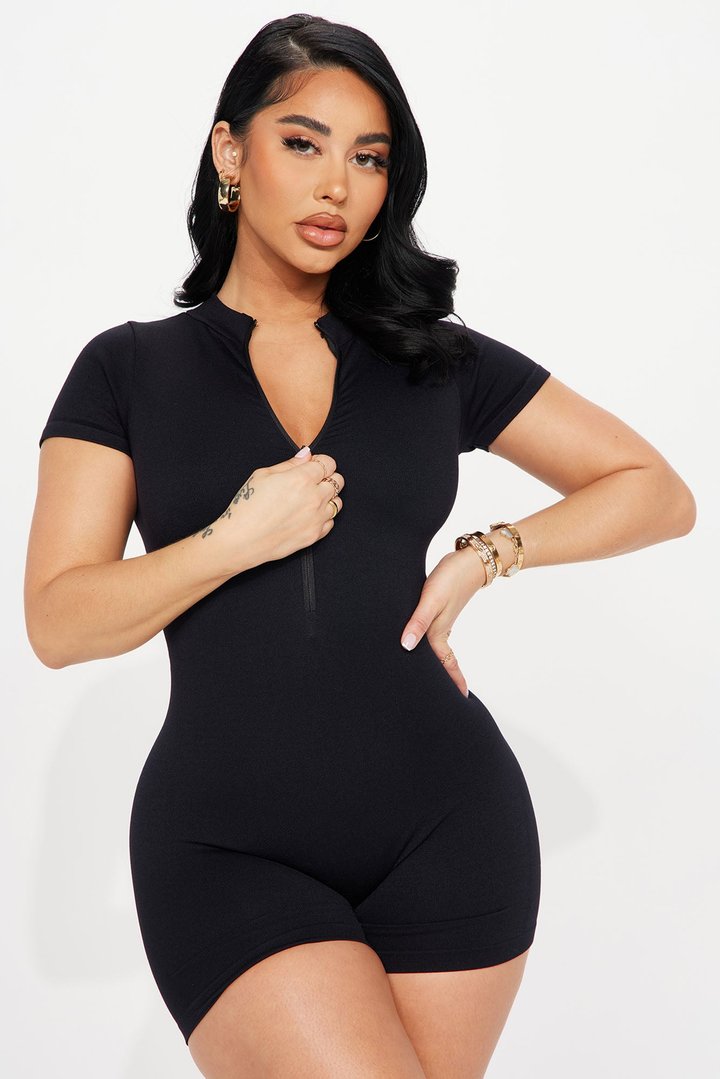 Perla Seamless Romper - Black