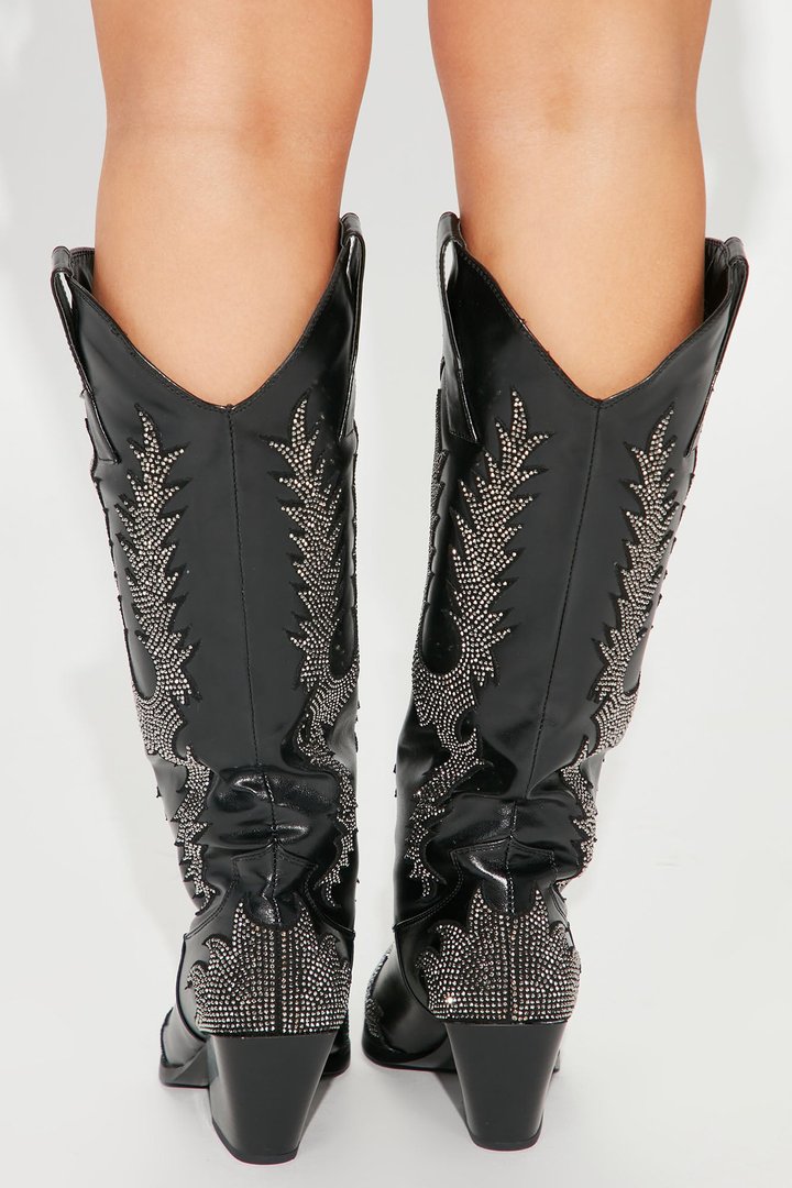 Show Stopper Embellished Cowboy Boots - Black