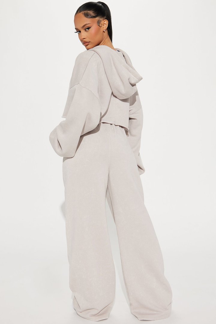On The Go Fleece Pant Set - Taupe