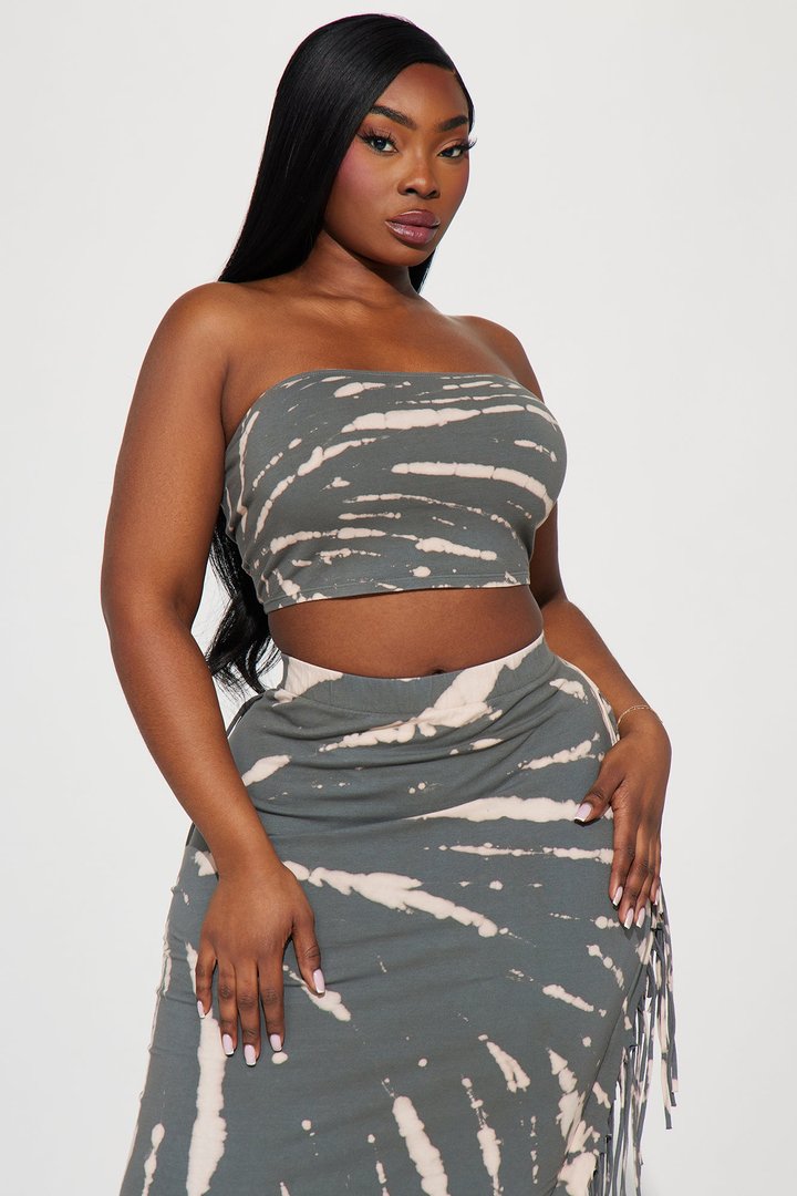 Chaos Within Tie Dye Skirt Set - Olive/combo