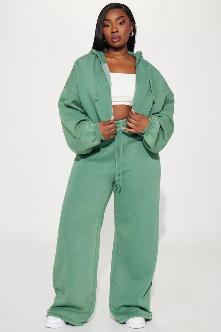 On The Go Fleece Pant Set - Green