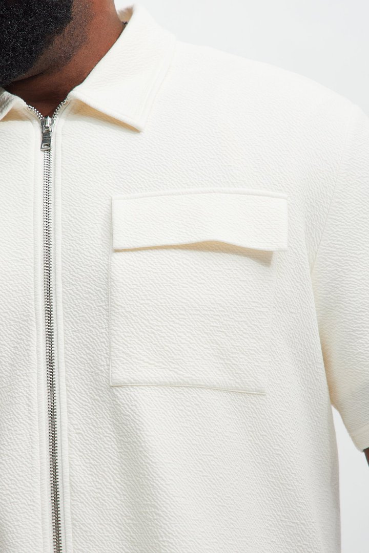 Lewis Zip Up Shirt - Cream