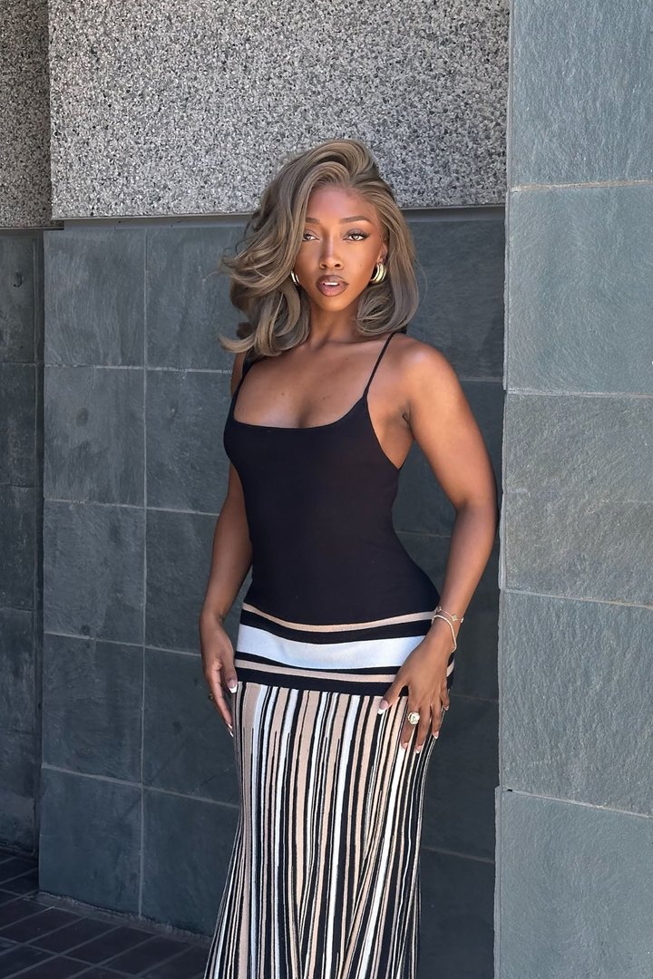 Kara Striped Sweater Maxi Dress - Black/combo