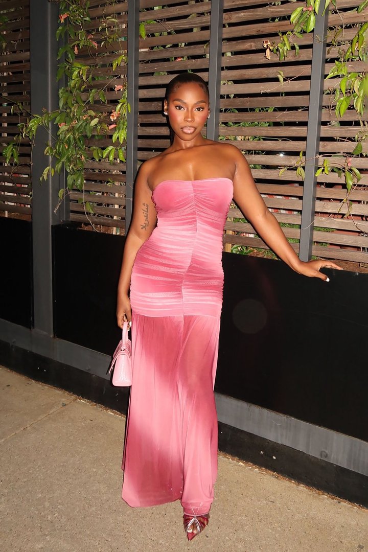 Mabel Strapless Ruched Maxi Dress - Pink/combo