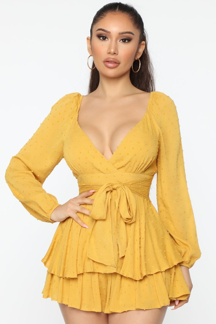 In The Game Romper - Mustard