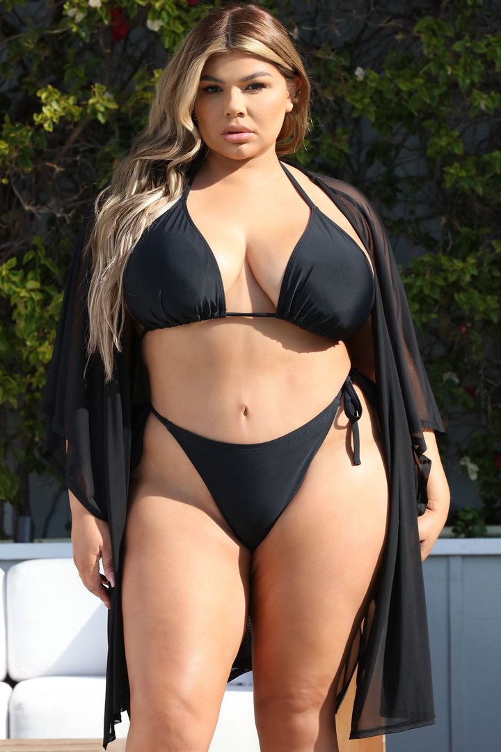 Maui Mix And Match Mesh Cover Up Kimono - Black
