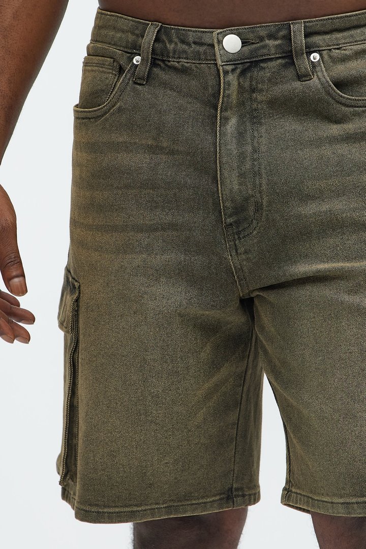 Relaxed Cornell Cargo Denim Shorts - Green