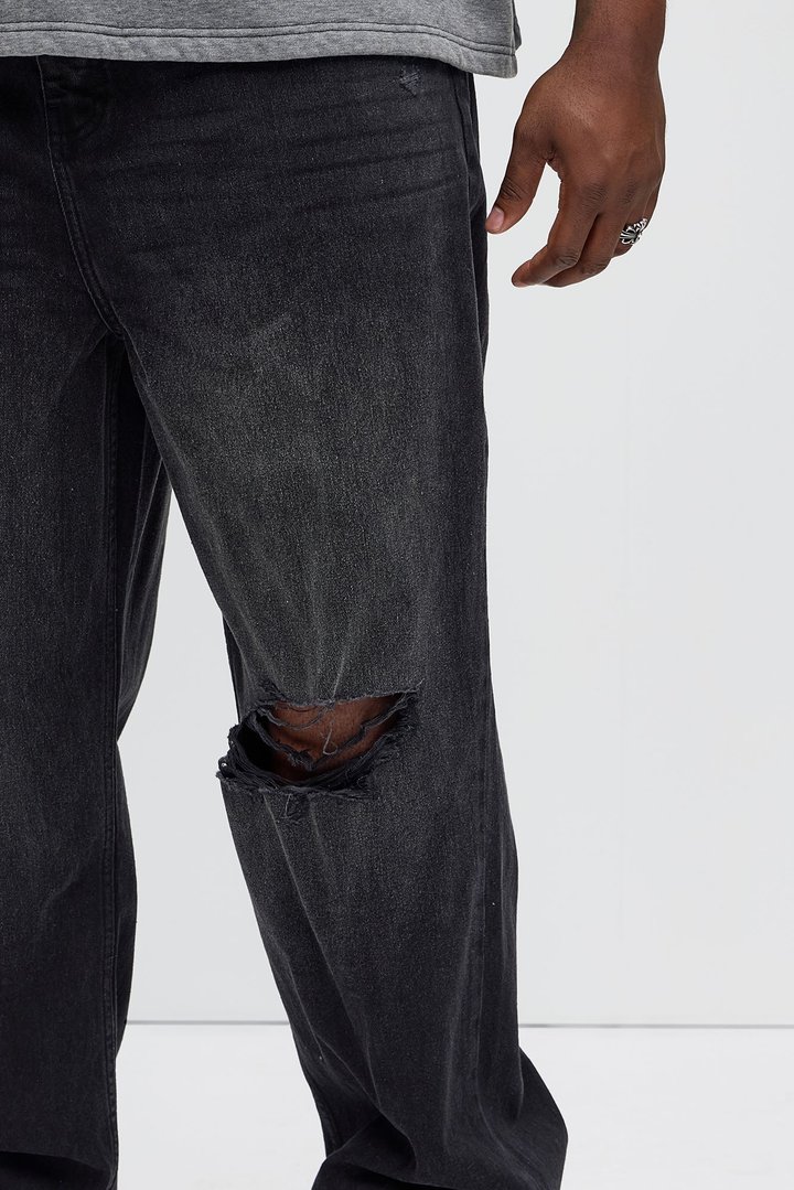 Alvarez Distressed Baggy Jeans - Black Wash