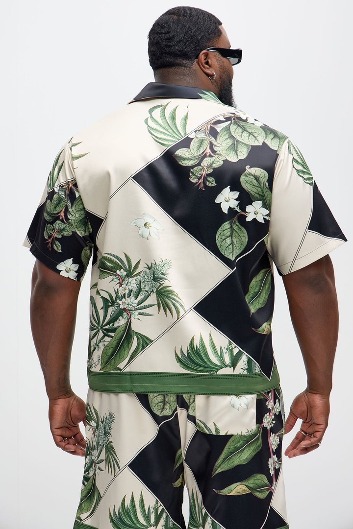 Agrarian Printed Cuban Collar Shirt - Green/combo