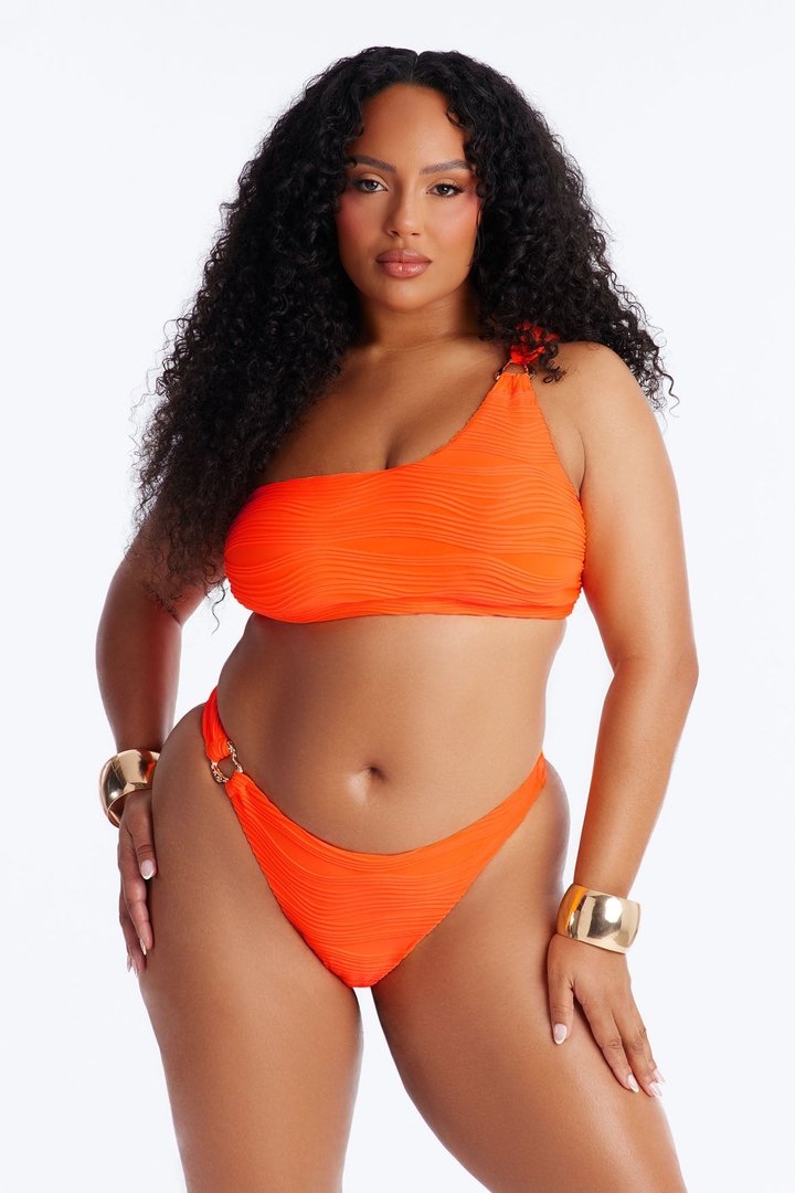 Palm Tree Passion One Shoulder Bikini - Orange
