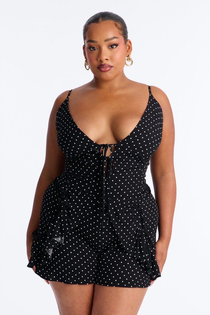 Itsy Bitsy Polka Dot Romper - Black/White