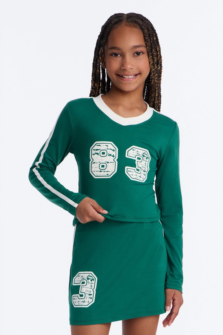 Mini Cheer You On Long Sleeve Mini Skort Set - Green