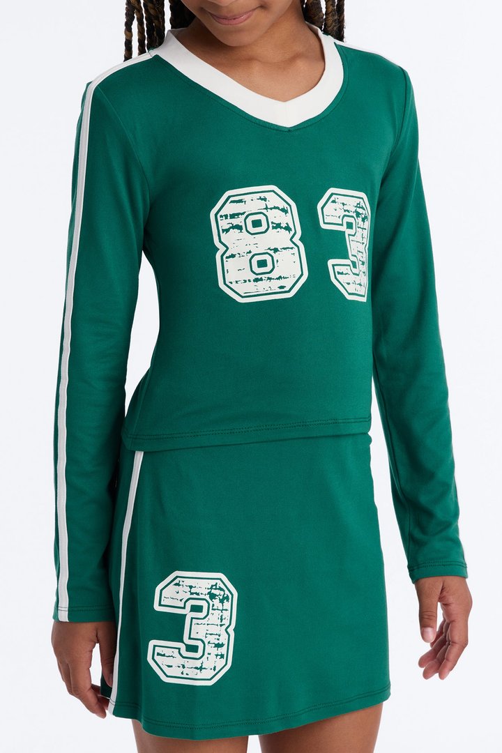 Mini Cheer You On Long Sleeve Mini Skort Set - Green