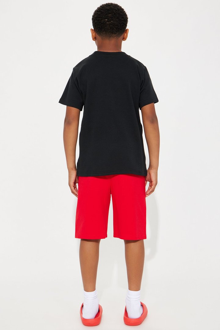 Mini Missing The Shade Short Set With Hat - Black/Red