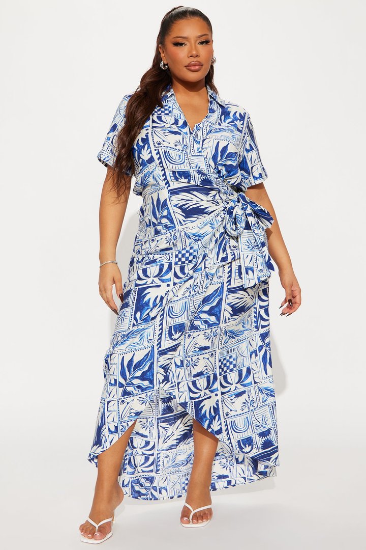 On Vacation Maxi Dress - Blue/combo
