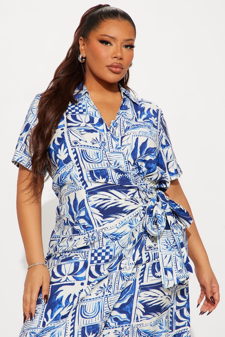 On Vacation Maxi Dress - Blue/combo