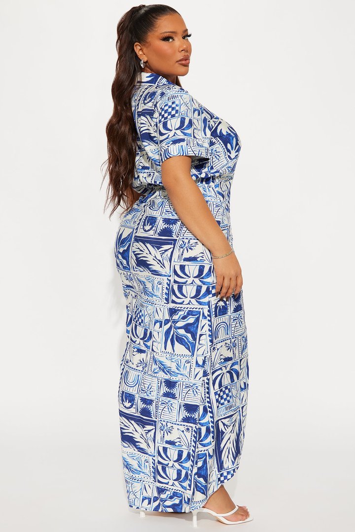 On Vacation Maxi Dress - Blue/combo