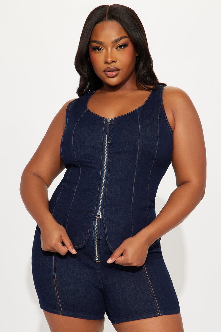 Dana Denim Short Set - Dark Wash