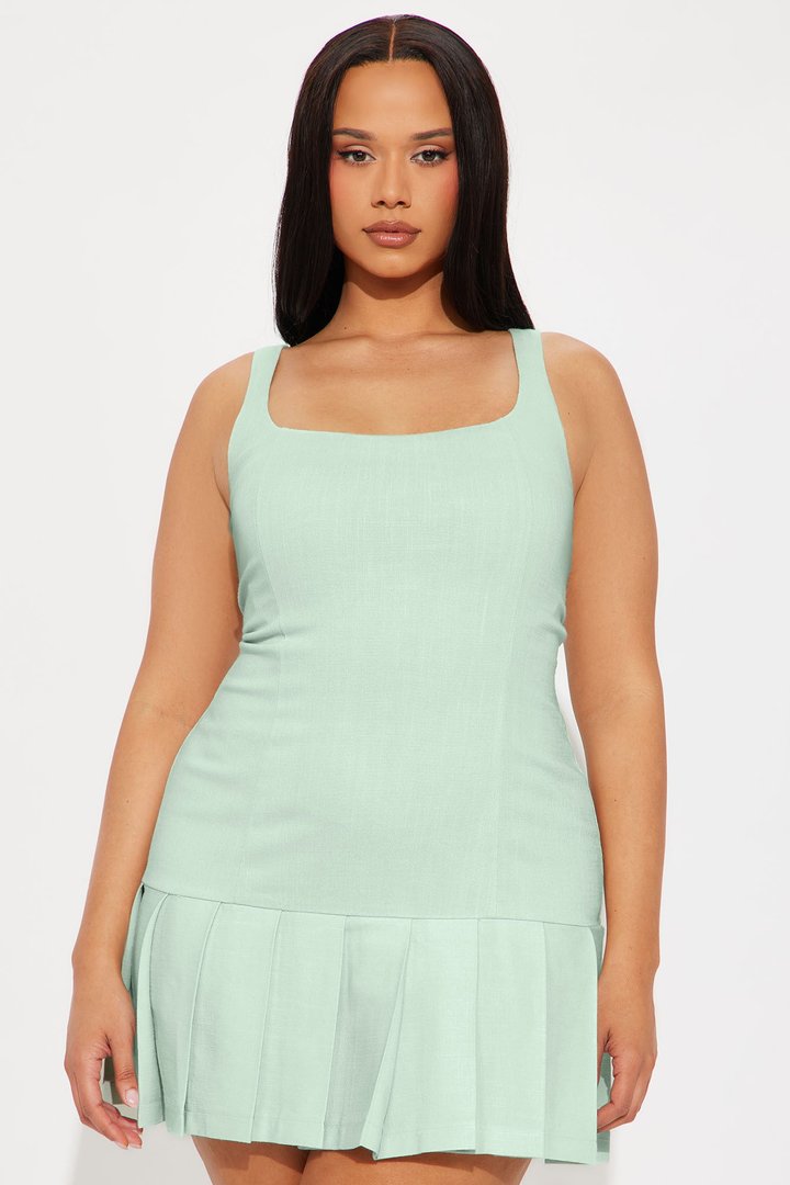 Cadence Stretch Linen Mini Dress - Sage