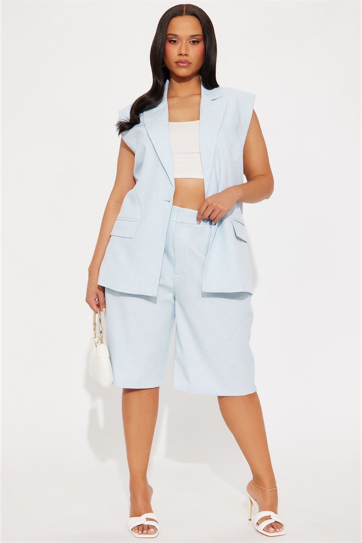 Paloma Linen Vest - Light Blue