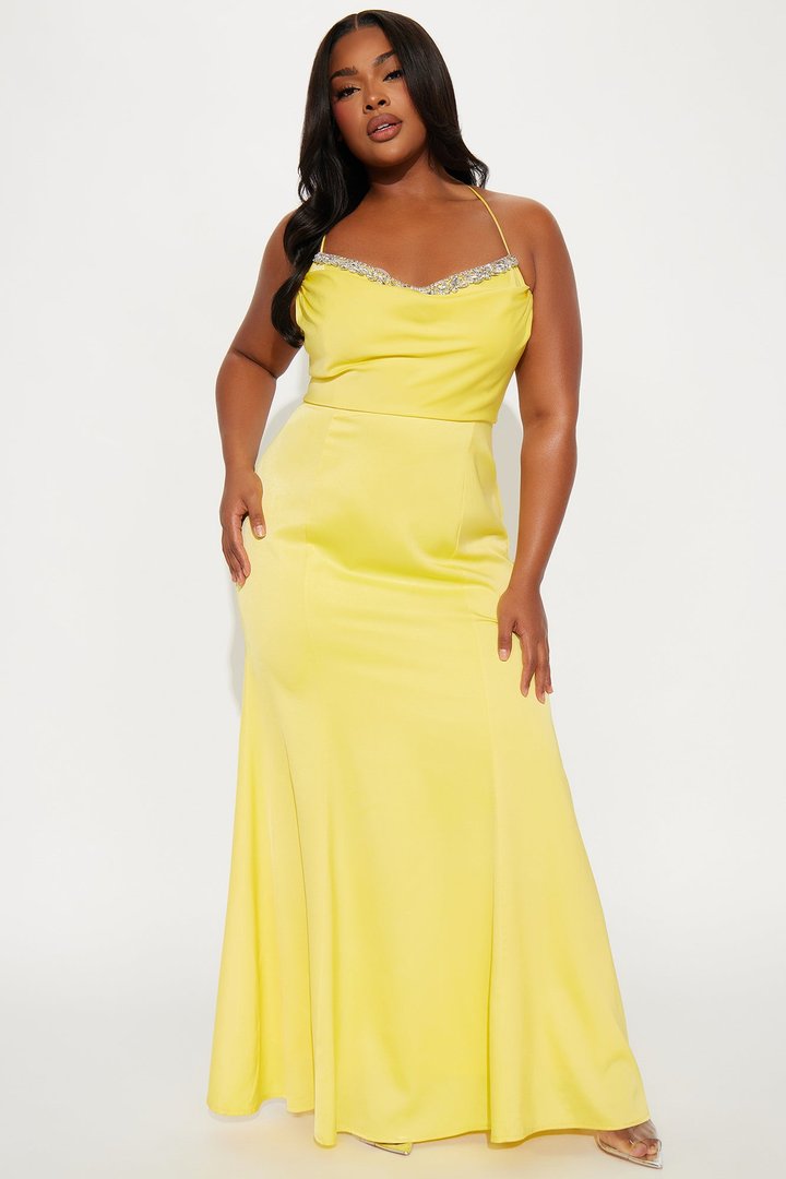 Anabelle Satin Gown - Butter Yellow