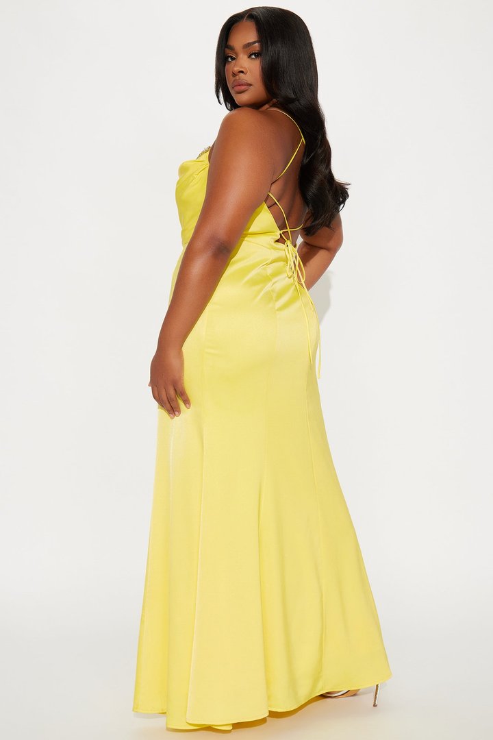 Anabelle Satin Gown - Butter Yellow