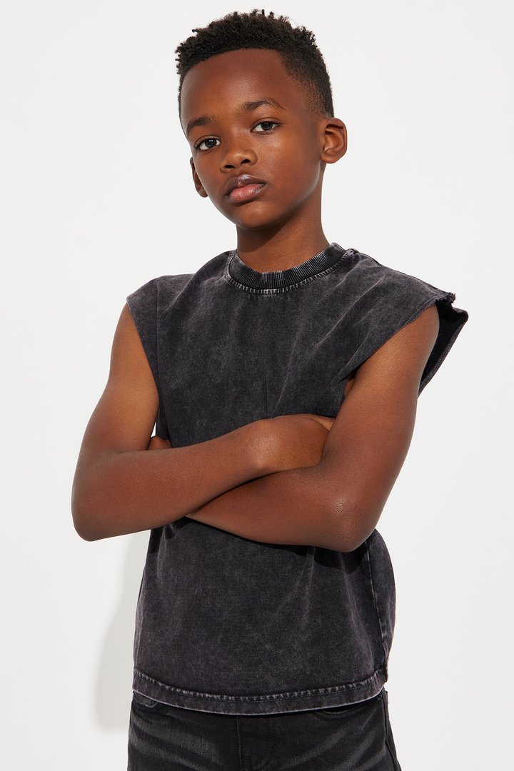 Mini Vintage Wash Heavyweight Muscle Tee - Black Wash