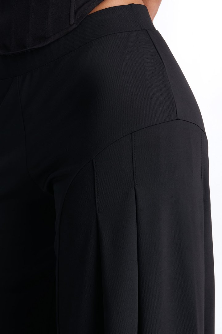 Tamara Pleated Mid Rise Super Wide Leg Pant 33″ - Black