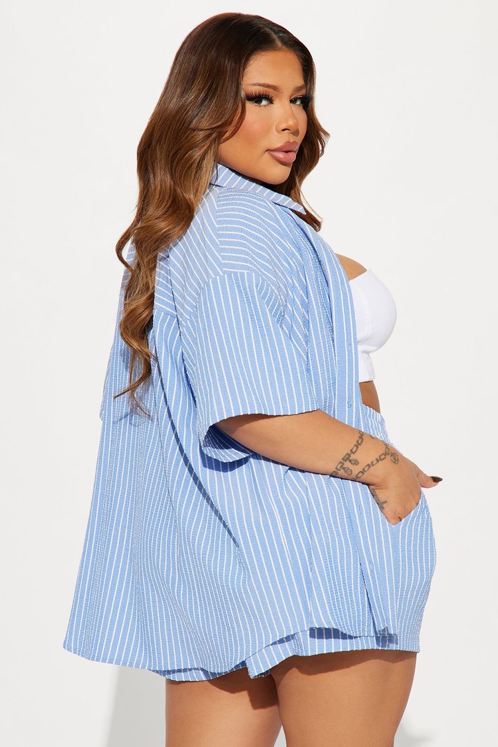 Lily Striped Short Set - Blue
