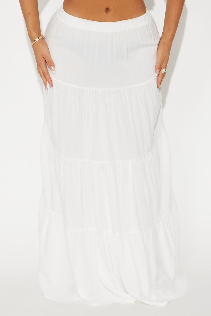 Adriana Tiered Maxi Skirt - White