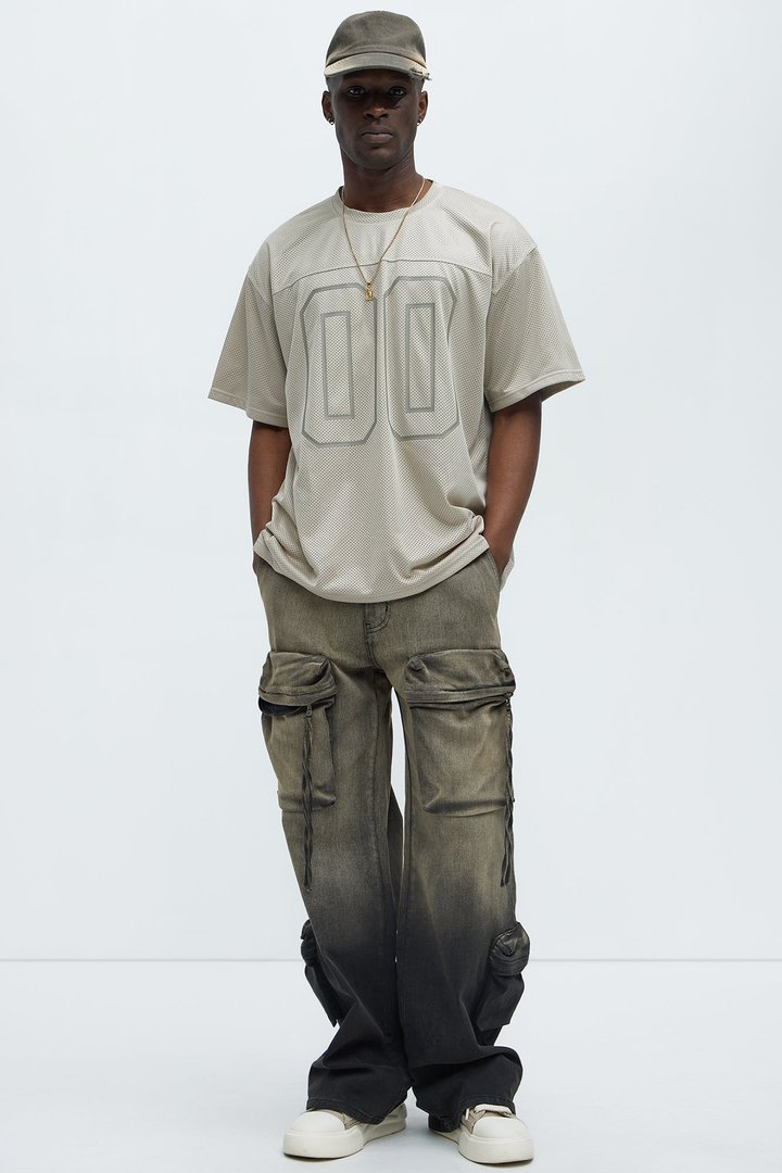 Mesh Boxy Football Short Sleeve Tee - Sand