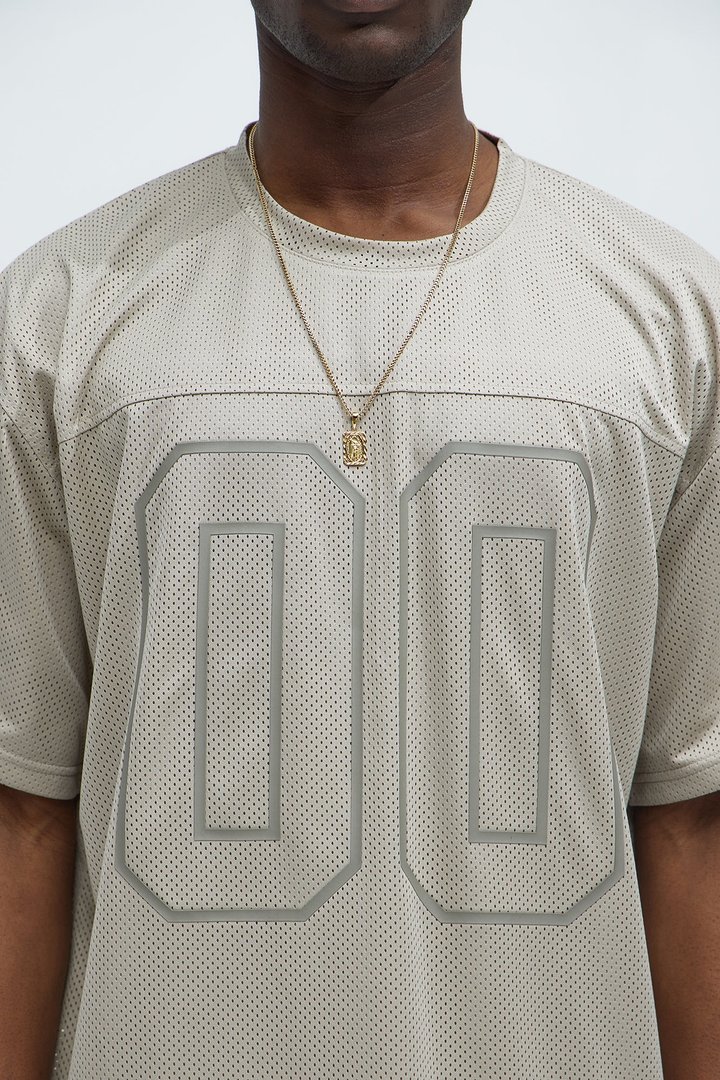 Mesh Boxy Football Short Sleeve Tee - Sand