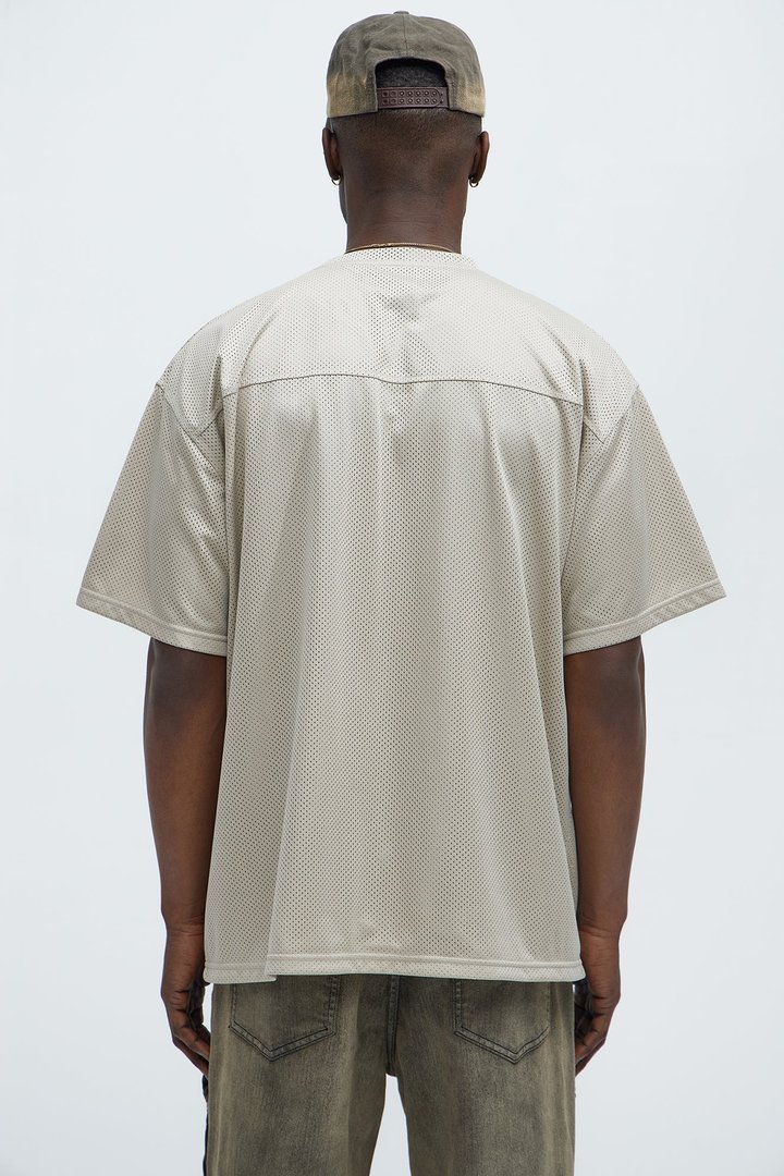 Mesh Boxy Football Short Sleeve Tee - Sand