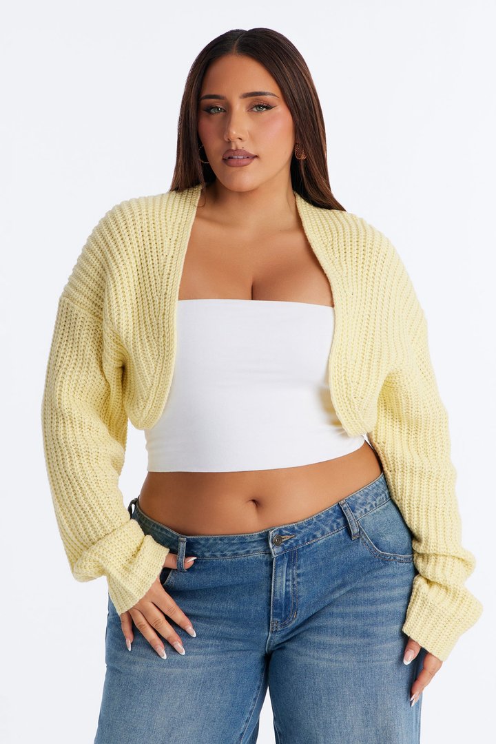 Cool Girl Mood Bolero Sweater - Butter Yellow