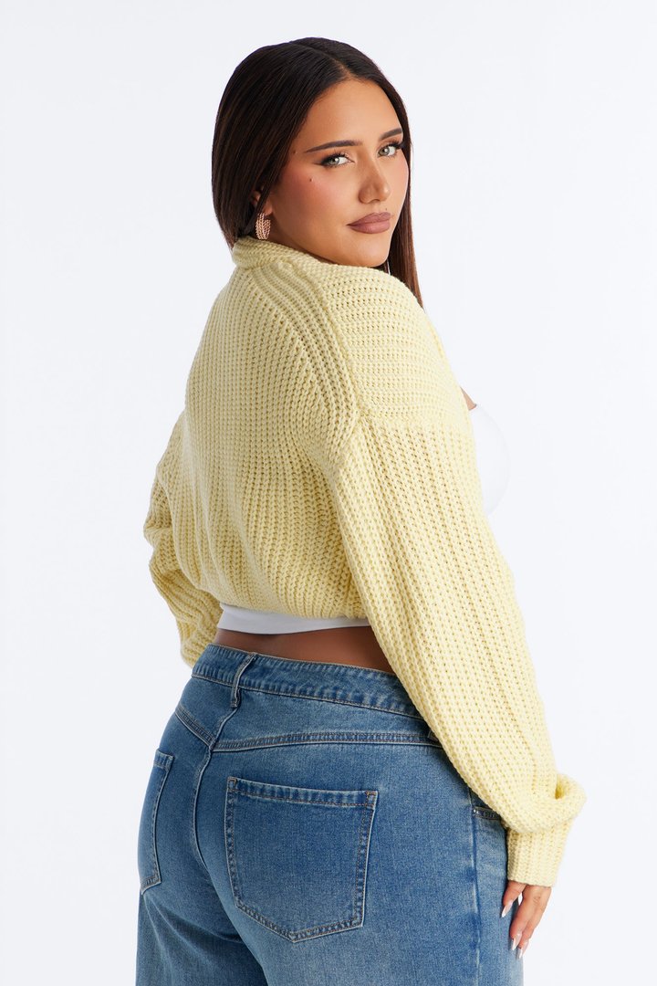 Cool Girl Mood Bolero Sweater - Butter Yellow