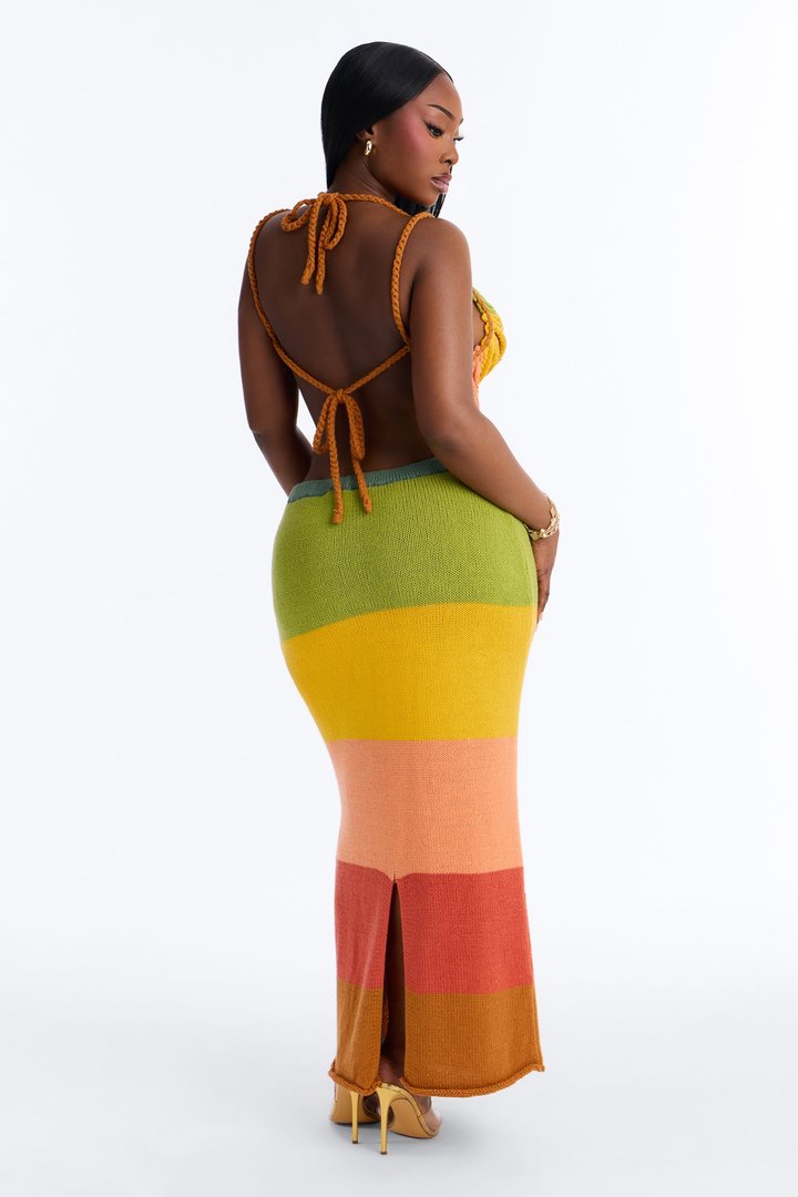 Rainbow Crush Crochet Skirt Set - Multi Color
