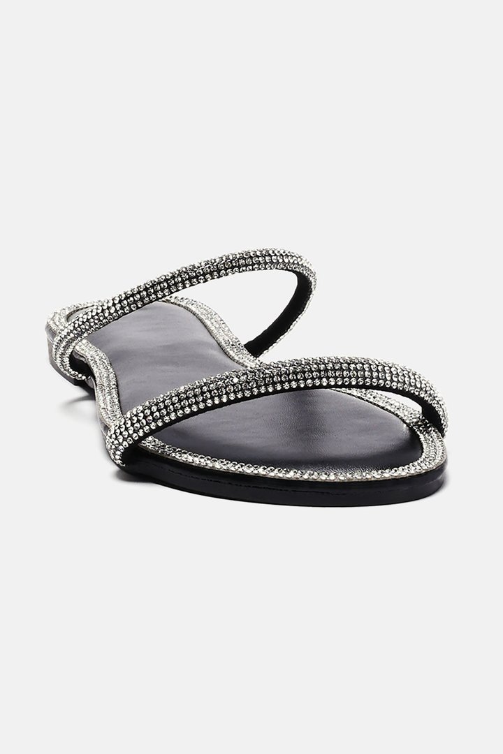 Juliet Embellished Double Strap Sandals - Black