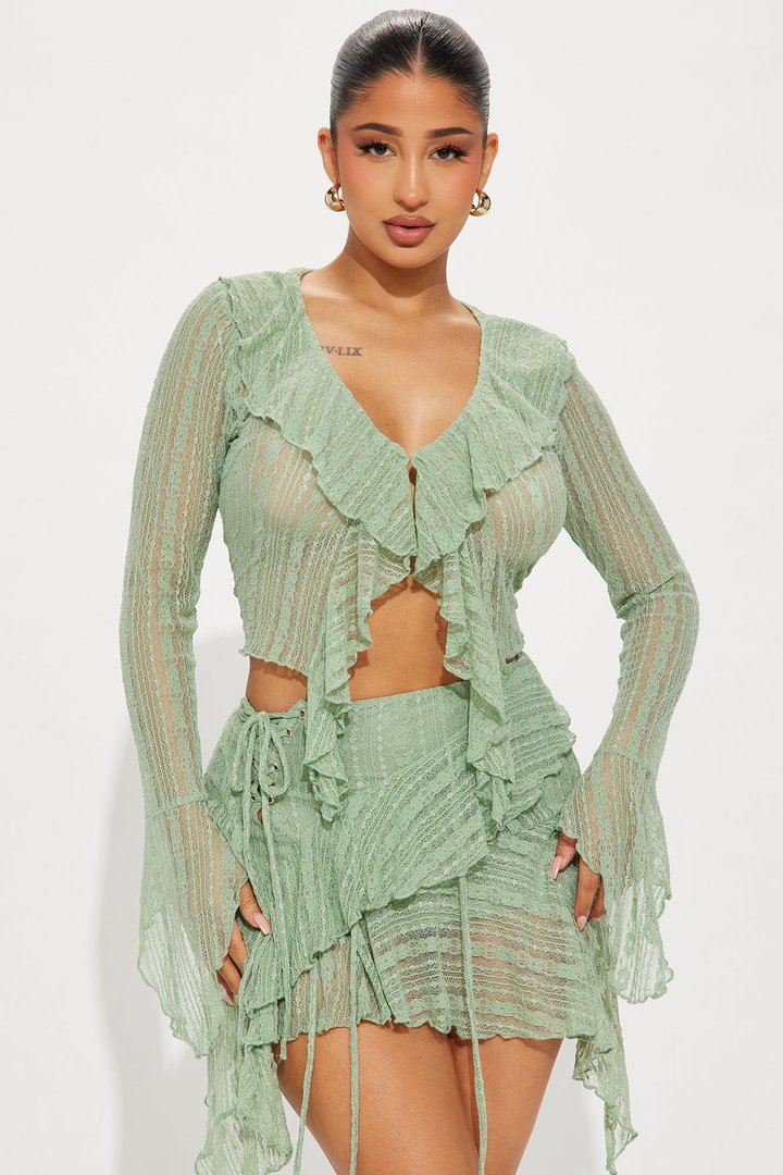 Love Addiction Lace Skirt Set - Sage
