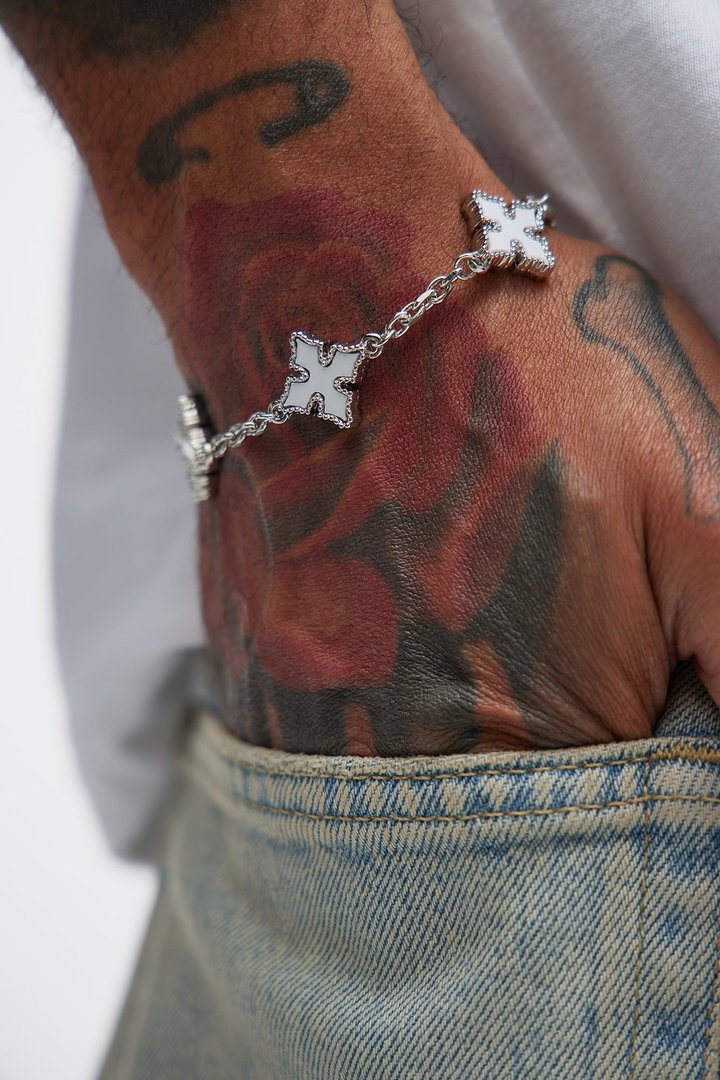 Crossed Off Bracelet - Silver