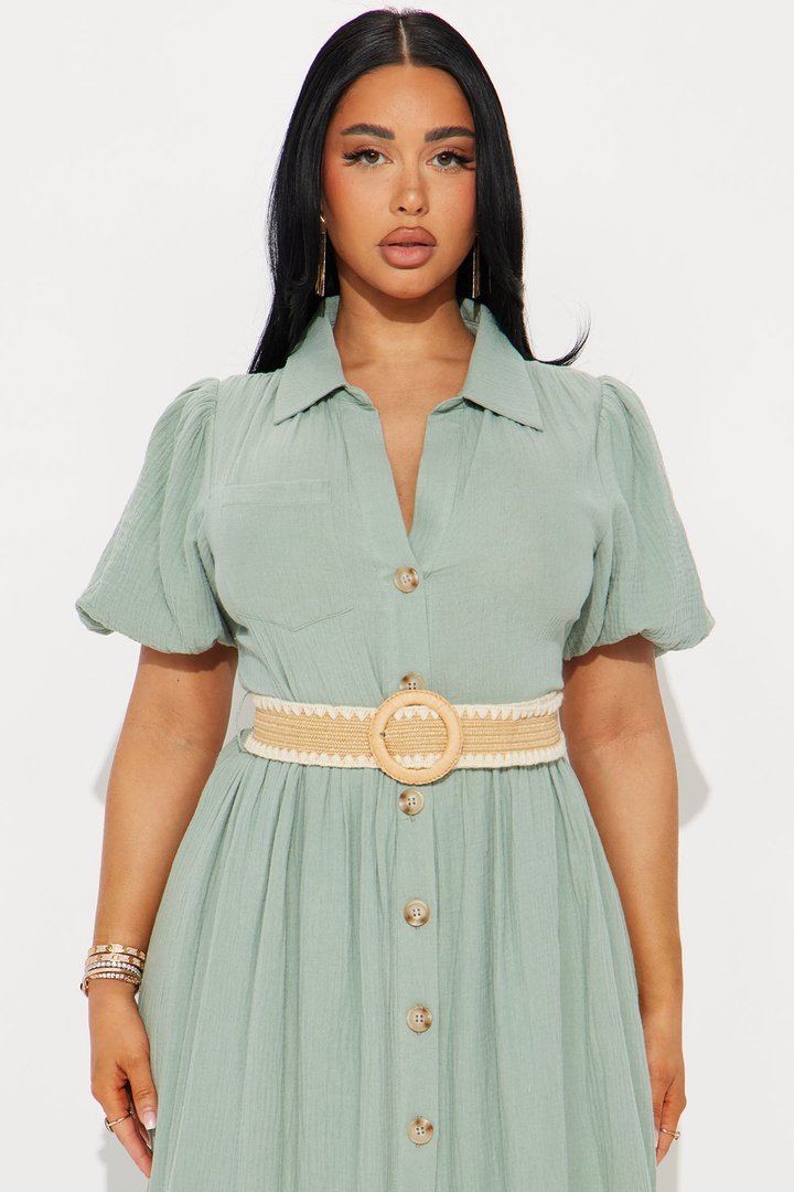 Georgina Maxi Shirt Dress - Sage